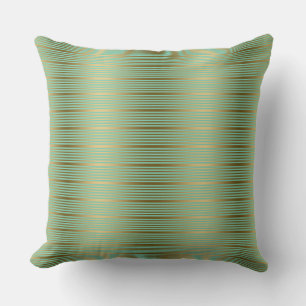 Mint Green And Gold Stripes Pattern Throw Pillow