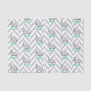 Mint Green and Grey Elephant Baby Shower Tissue Paper