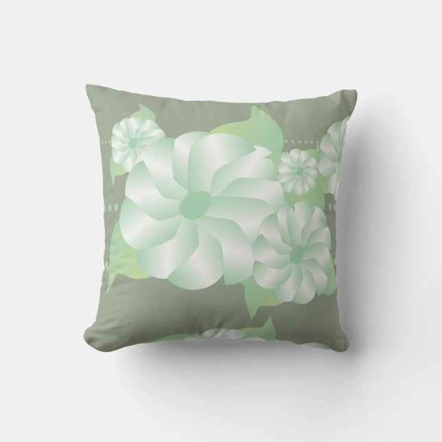 Mint Green and Grey-green Reversible Pillow (Front)