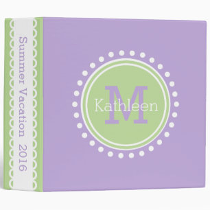 Mint Green and Lavender Personalized Monogram Binder
