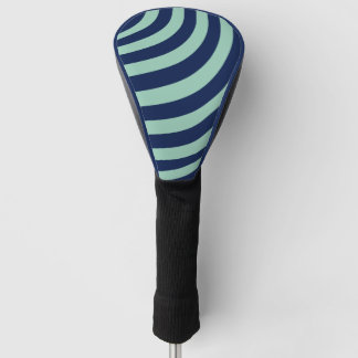 Mint Green and Navy Blue Topographic Lines Golf Head Cover