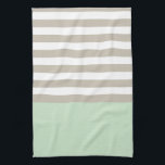 Mint Green and Neutral Grey Striped Pattern Kitchen Towel<br><div class="desc">A classic stripe pattern with a twist,  this mint green,  white and neutral grey design features skinny grey and white stripes and a mint green stipe pattern.</div>