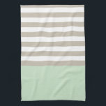 Mint Green and Neutral Grey Striped Pattern Kitchen Towel<br><div class="desc">A classic stripe pattern with a twist,  this mint green,  white and neutral grey design features skinny grey and white stripes and a mint green stipe pattern.</div>