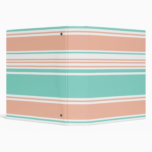 Mint Green and Peach Modern Stripes Binder (Background)