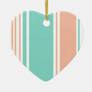 Mint Green and Peach Modern Stripes Ceramic Ornament