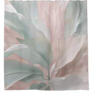 Mint Green and Pink Coastal Botanical Print
