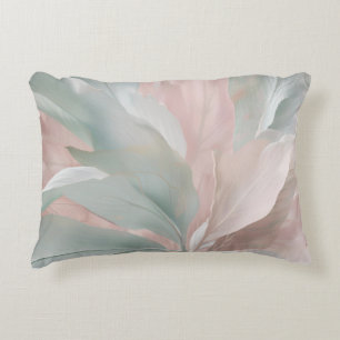 Mint Green and Pink Coastal Botanical Print Accent Pillow