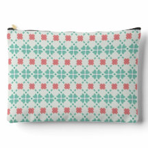 Mint green and pink floral clover tile pattern