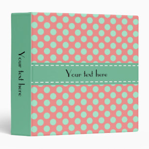 Mint Green and Pink Polka Dot Pattern Binder