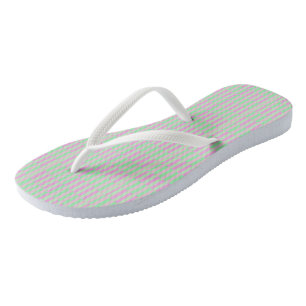 Mint Green and pink Stripes Flip Flops