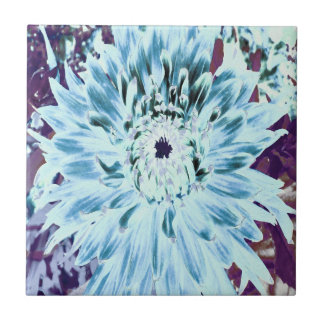 Mint Green and Teal Dahlia Flower Tile
