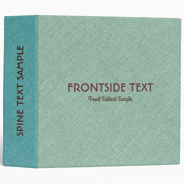 Mint-green and turquoise faux linen texture binder (Front/Spine)