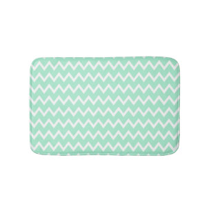 Mint Green and White Chevron Pattern Bath Mat