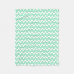 Mint Green and White Chevron Pattern Fleece Blanket