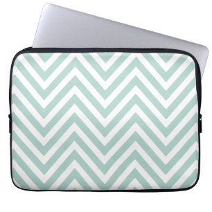 MINT GREEN AND WHITE CHEVRON PATTERN LAPTOP SLEEVE