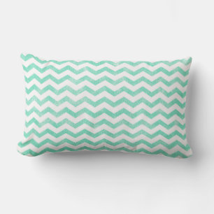 Mint Green and White Chevron Pattern Lumbar Pillow