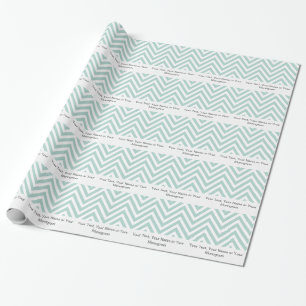 Mint Green and White Chevron   Personalized Wrapping Paper