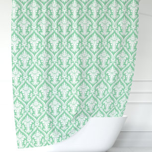 Mint Green and White Damask