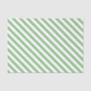Mint Green and White Diagonal Stripes Tissue Paper