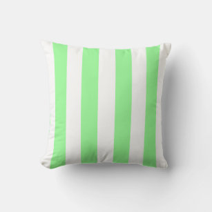 Mint Green and White Extra Large Stripe Pattern Throw Pillow