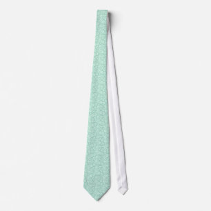 Mint Green And White Floral Damasks Pattern Tie