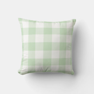 Mint Green and White Gingham Pattern Chequered Outdoor Pillow