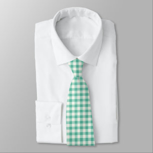 Mint Green and White Gingham Tie
