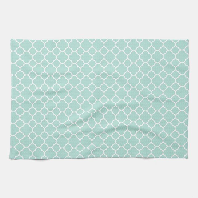 Mint Green and White Kitchen Towel (Horizontal)