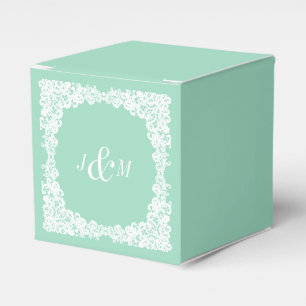 Mint green and white lace custom favour box