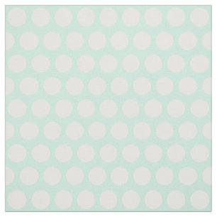 mint green and white large polka dots fabric
