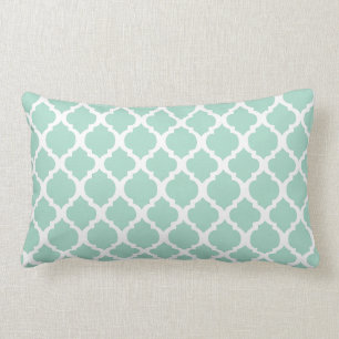 Mint green and white Moroccan lumbar Throw Pillow