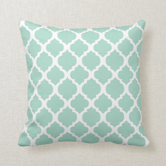 Mint green and white Moroccan Throw Pillow