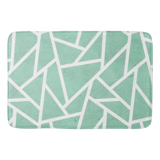 Mint green and white mosaic pattern bath mat (Front)