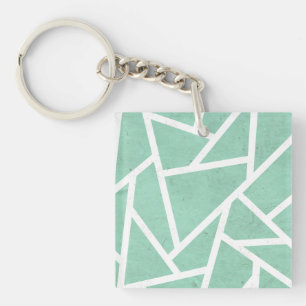 Mint green and white mosaic pattern keychain