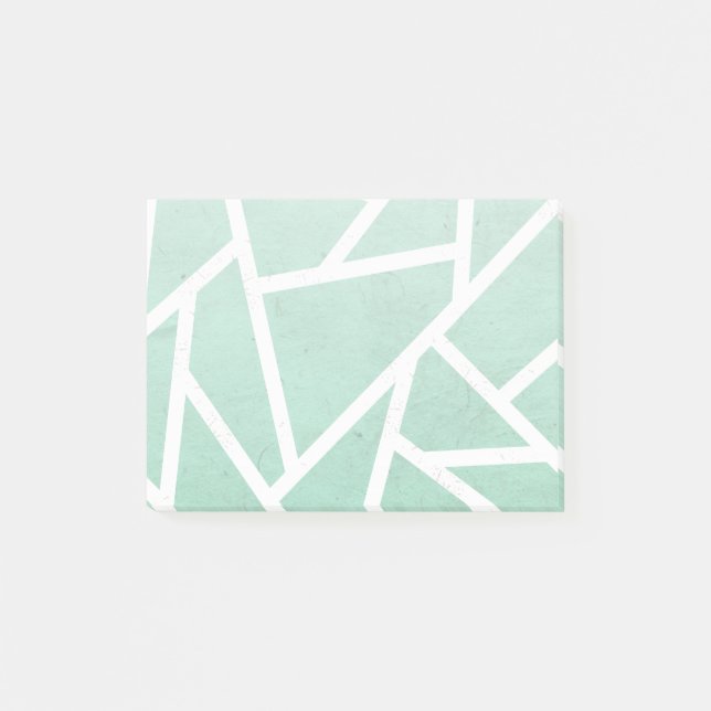 Mint green and white mosaic pattern post-it notes (Front)