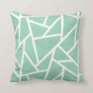 Mint green and white mosaic pattern throw pillow