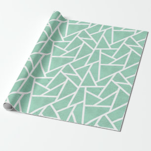 Mint green and white mosaic pattern wrapping paper