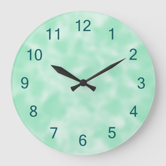 Mint Green and White Mottled Large Clock (Front)