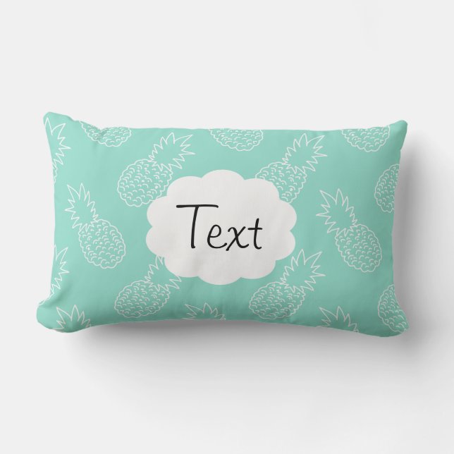 Mint Green and White Pineapple Pattern Lumbar Pillow (Front)