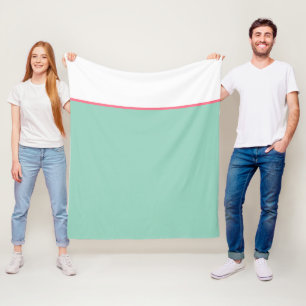 Mint Green and White Pink Stripe Fleece Blanket