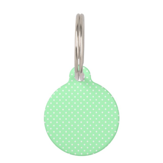 Mint Green and White Polka Dot Pet Tag (Front)