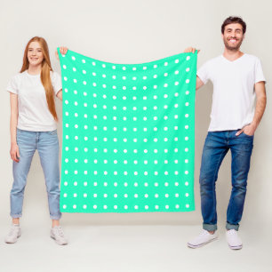 Mint Green and White Polka Dots Fleece Blanket