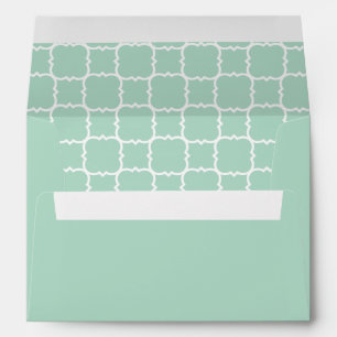 Mint Green and White Quatrefoil Pattern Envelope
