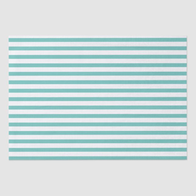 Mint Green and White Stripes Tissue Paper (Front)