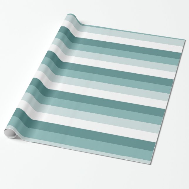 Mint, Green and White Stripes Wrapping Paper (Unrolled)