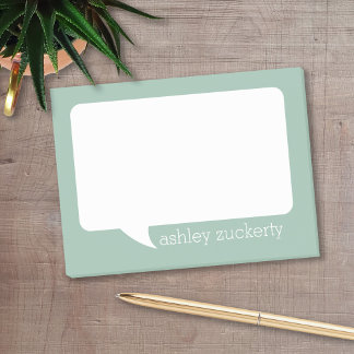 Mint Green and White Talk Bubble With Name Post-it Notes