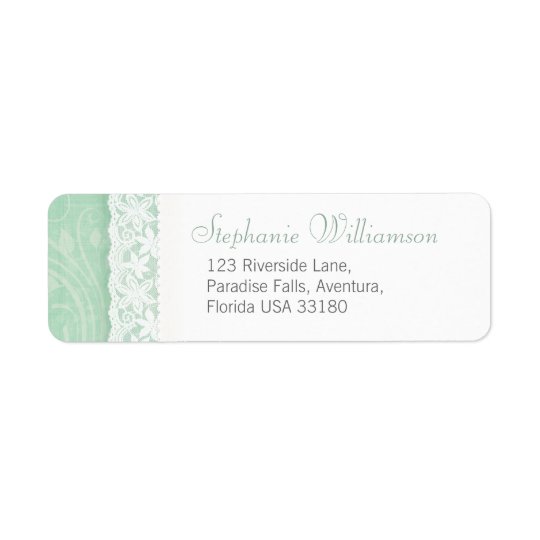 Mint green and white wedding return reply address return address label