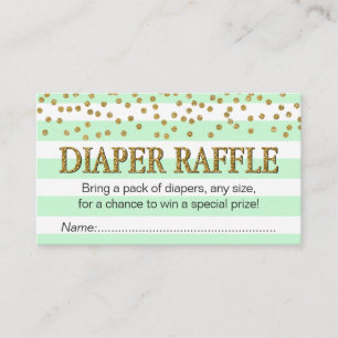 Mint Green Aqua Gold Diaper Raffle Tickets Enclosure Card