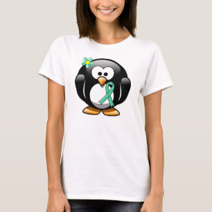 Mint Green Awareness Ribbon Penguin T-Shirt