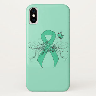 Mint Green Awareness Ribbon with Butterfly iPhone X Case